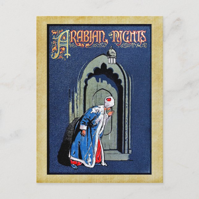 Antique Binding Design Arabian Nights Book Cover Postcard (Front)