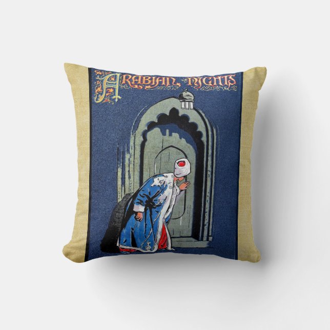 Antique Binding Design Arabian Nights Book Cover Throw Pillow (Front)