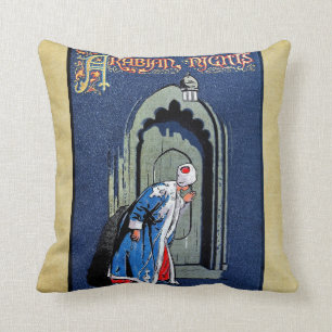 Antique Binding Design Arabian Nights Book Cover Throw Pillow