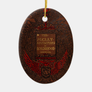 Antique Binding Robin Hood Book Cover Ceramic Ornament