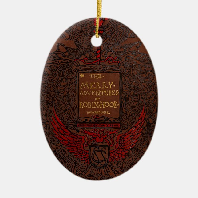 Antique Binding Robin Hood Book Cover Ceramic Ornament (Front)