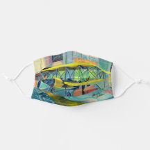 Antique Biplane Custom Art Face Mask