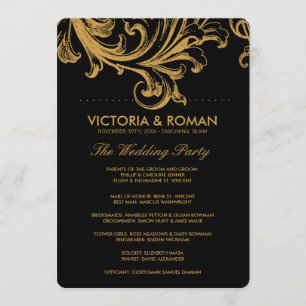 Antique Black and Gold Floral Wedding Programs