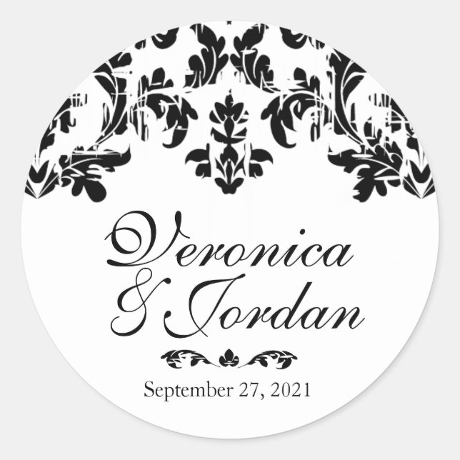 Antique Black Custom Wedding Stickers (Front)