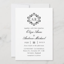 Antique Black & White Crest Monogram Wedding