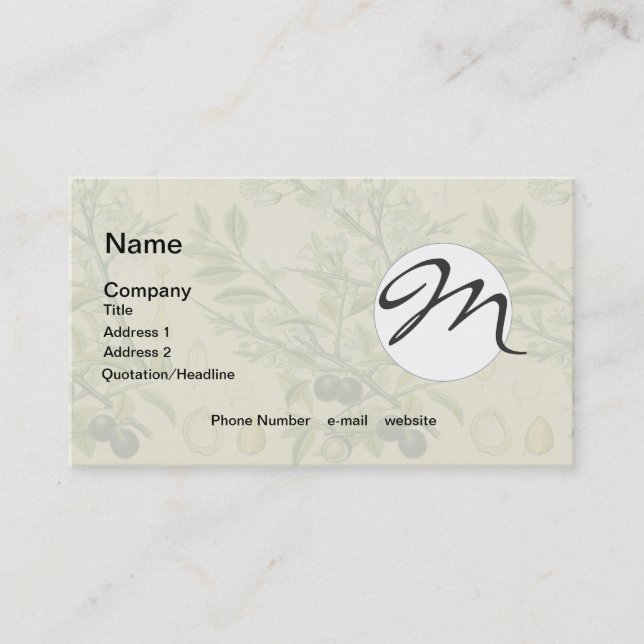 Antique Blackthorn Botanical Print Flower Berry Business Card (Front)