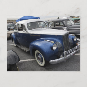 Antique Blue Car Postcard