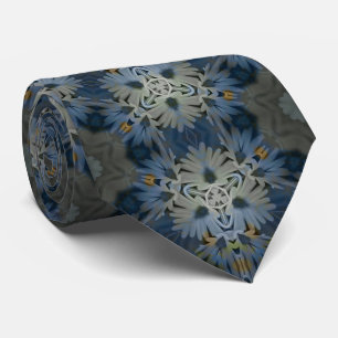 Antique Blue Daisy Floral Tie