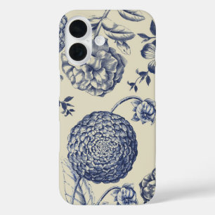 Antique Blue Flower Print Floral iPhone 16 Case