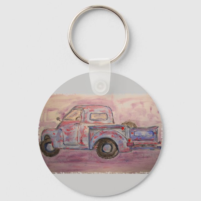 antique blue patina truck keychain (Front)
