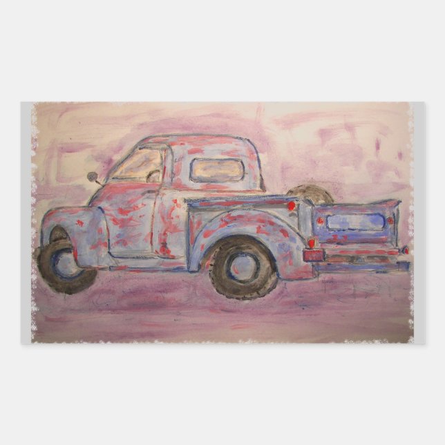 antique blue patina truck sticker (Front)