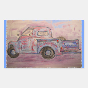 antique blue patina truck sticker