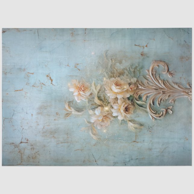 Antique Blue Romance Design Series 13 Tissue Paper (Front)