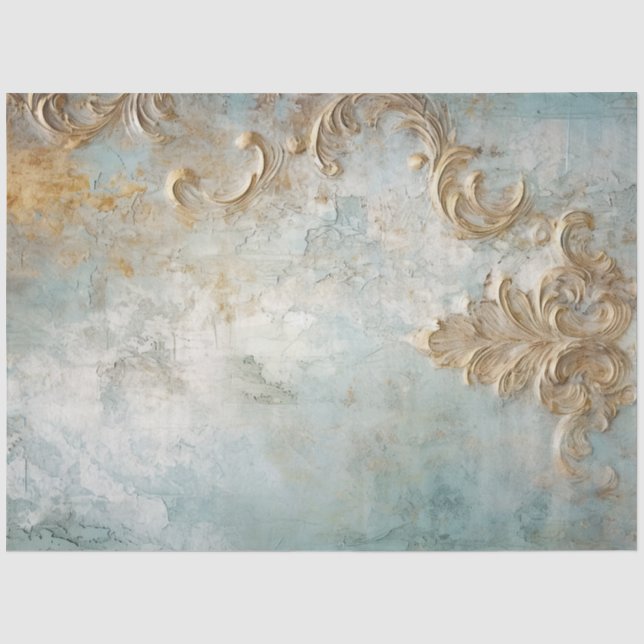 Antique Blue Romance Design Series 8 Tissue Paper (Front)