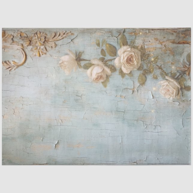 Antique Blue Romance Design Series 9 Tissue Paper (Front)