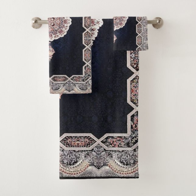 Antique Blue Turkish Persian Carpet Rug Bath Towel Set (Insitu)