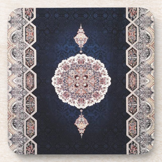 Antique Blue Turkish Persian Carpet Rug Coaster (Front)