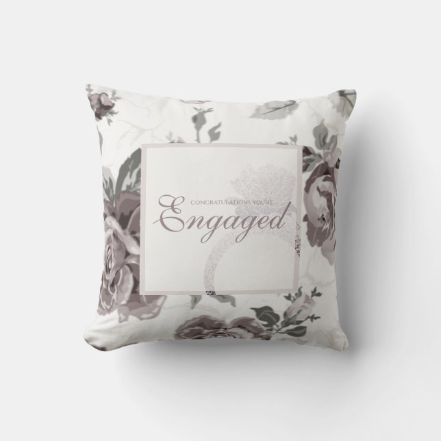 Antique blush pink rose engagement gift throw pillow (Front)