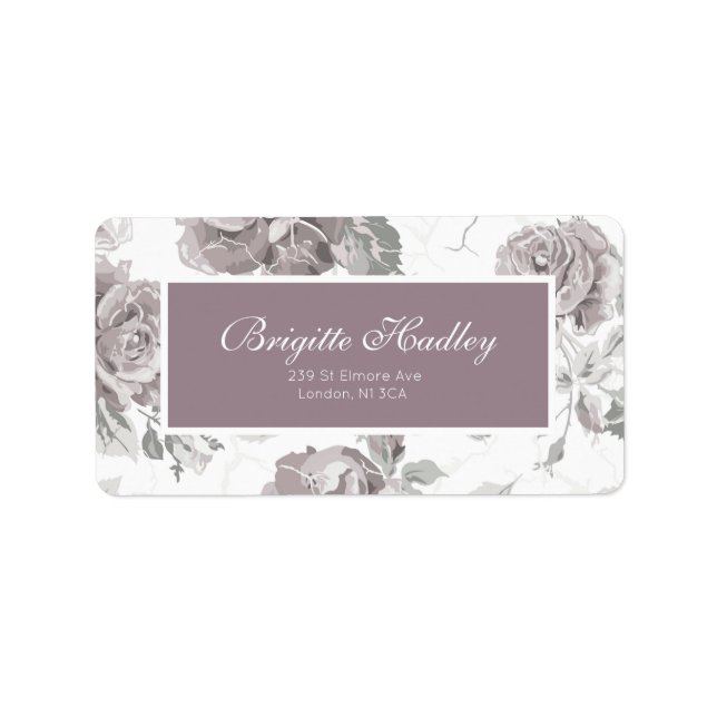 Antique blush pink rose engagement party label (Front)