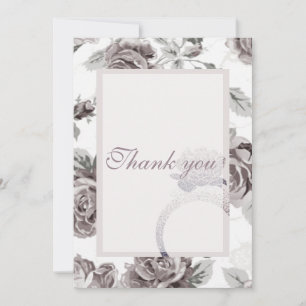 Antique blush pink rose engagement party thank you card