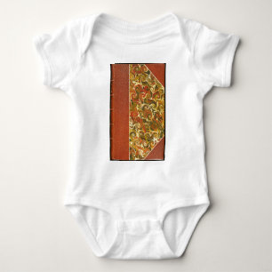 Antique Book Cover, Ornate Swirl Pattern Baby Bodysuit