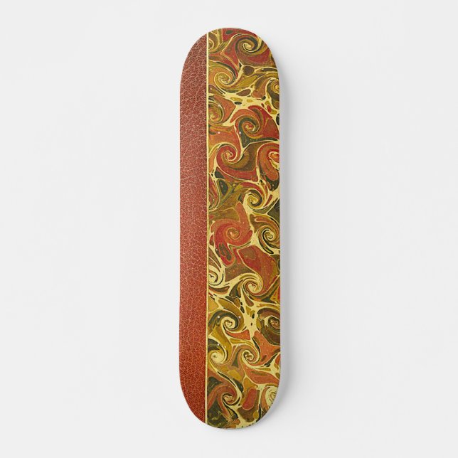 Antique Book Cover, Ornate Swirl Pattern Skateboard (Front)