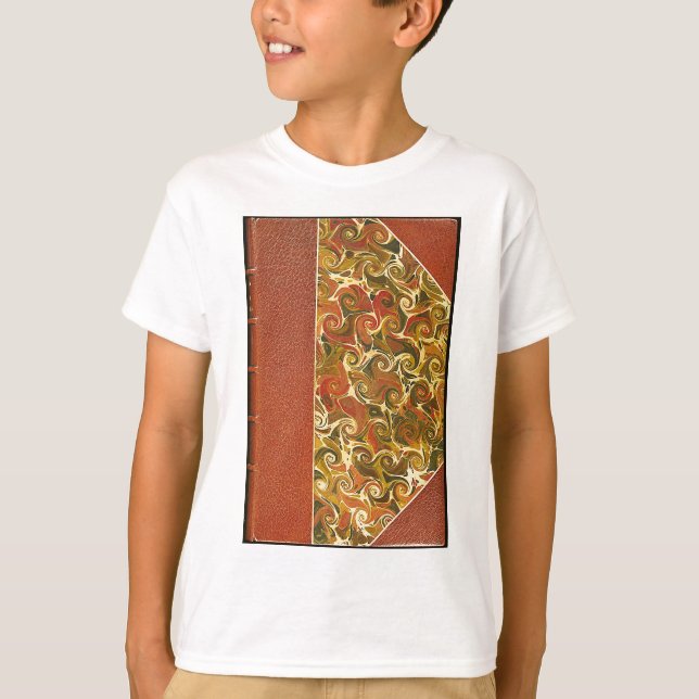Antique Book Cover, Ornate Swirl Pattern T-Shirt (Front)