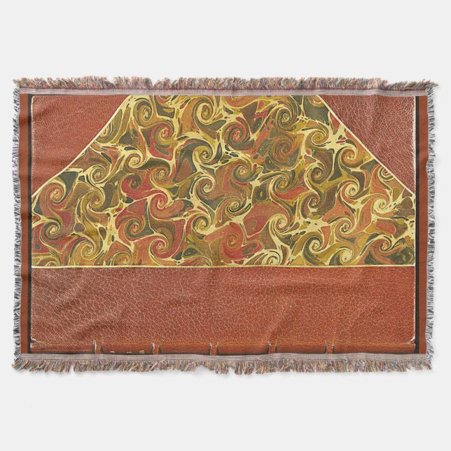 Antique Book Cover, Ornate Swirl Pattern Throw Blanket (Front)