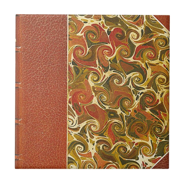 Antique Book Cover, Ornate Swirl Pattern Tile (Front)
