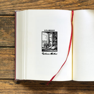 Antique Bookplate Etching Henri Bacher Ex Libris Rubber Stamp