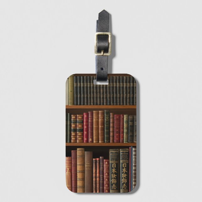 Antique Books Book Lover Luggage Tag (Front Vertical)