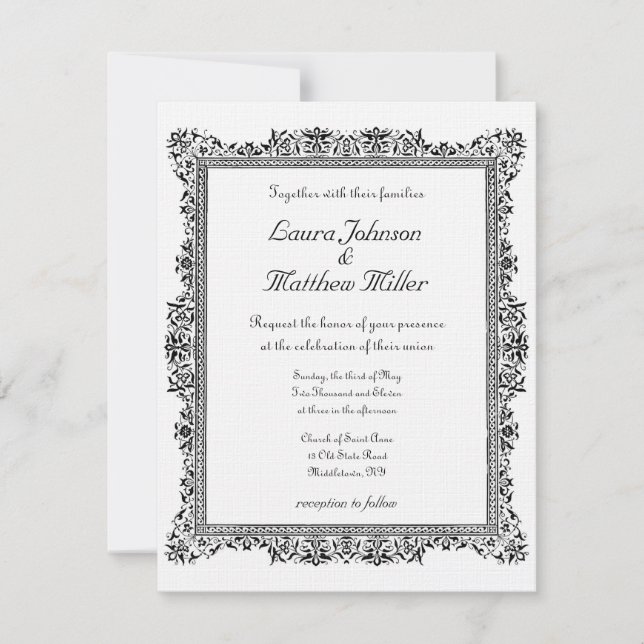 Antique Bordered Wedding Invitation (Front)