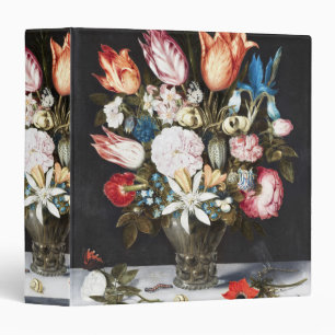 Antique Bosschaert Dutch Tulips and Roses Art Binder