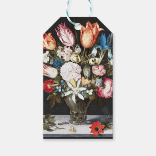 Antique Bosschaert Dutch Tulips and Roses Art Gift Tags