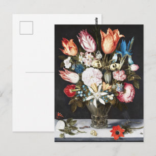 Antique Bosschaert Dutch Tulips and Roses Art Postcard