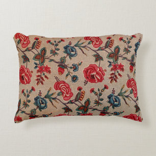 Antique Botanical Art Nouveau Floral Pattern Accent Pillow