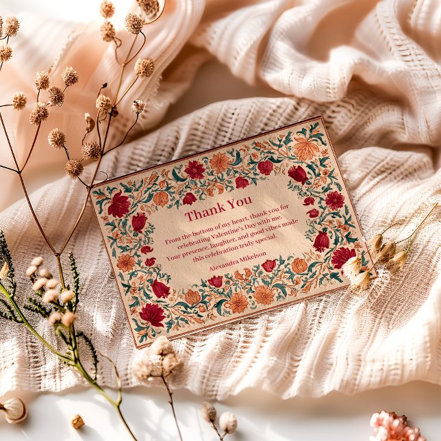 Antique Botanical Valentine Party Thank You Card (Creator Uploaded)
