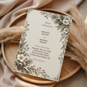 Antique Botanicals Kissed By Snow Invitation