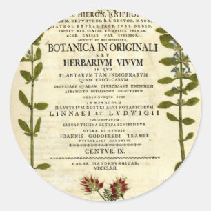 Antique Botany Bookplate Classic Round Sticker