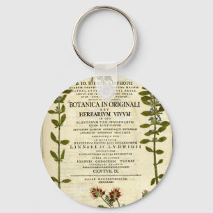 Antique Botany Bookplate Keychain
