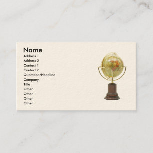 Antique brass and wooden globe business card