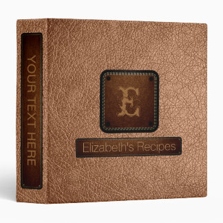 Antique brass Leather Elegant Monogram Binder