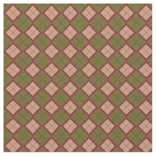 Antique Brass, Ruby and Bronze Diamond Plaid Fabric