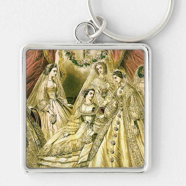 Antique Bride Vintage Wedding Keychain (Front)