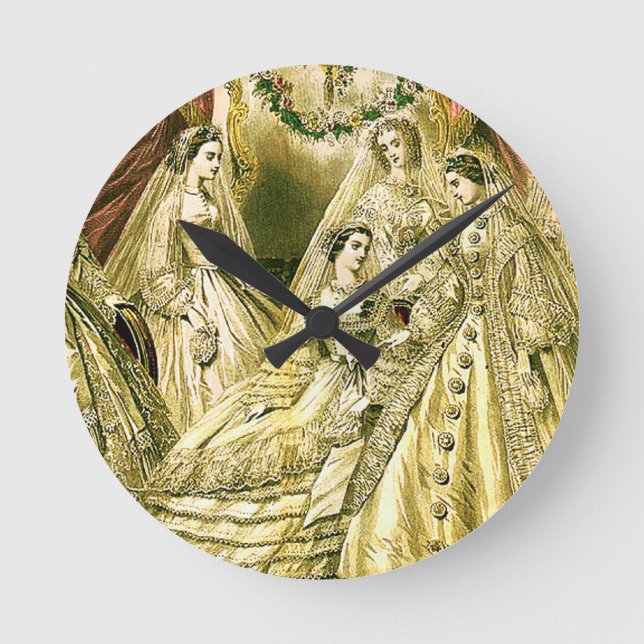 Antique Bride Vintage Wedding Round Clock (Front)