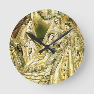 Antique Bride Vintage Wedding Round Clock