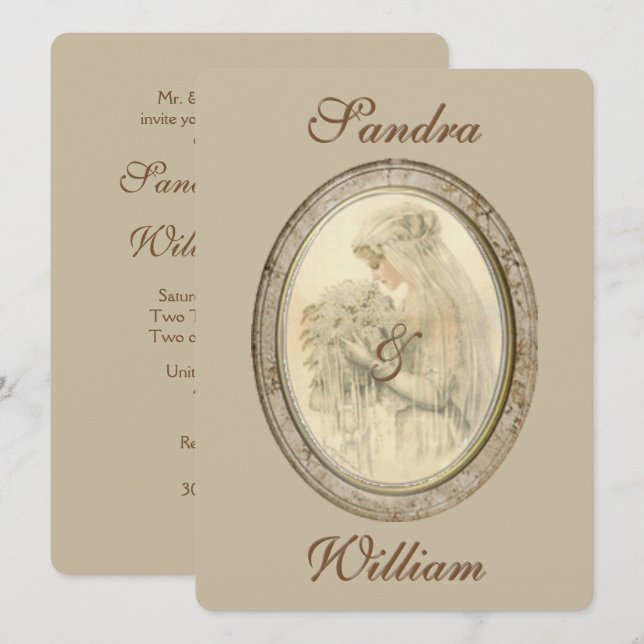 Antique Bride Wedding Invitation (Front/Back)