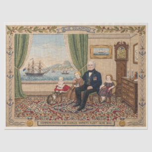 Antique British Navy Captain Family Decoupage Tissue Paper