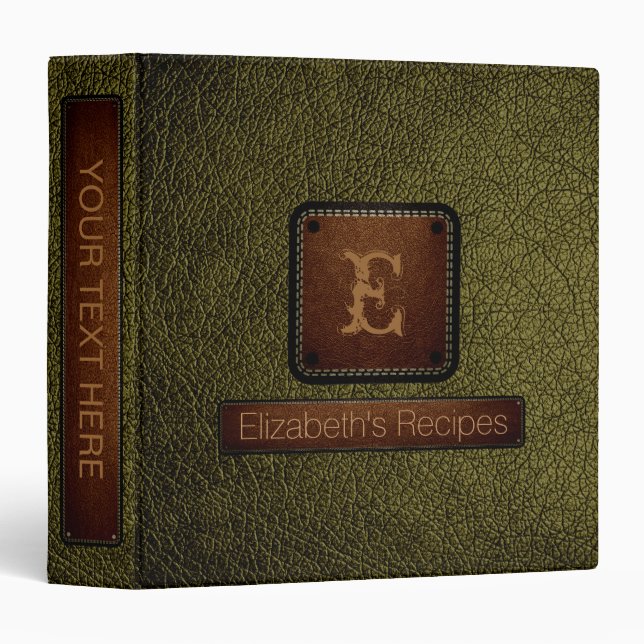 Antique bronze Leather Elegant Monogram Binder (Front/Spine)