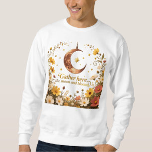 Antique Bronze Moon with Wildflowers Art Print Sweatshirt